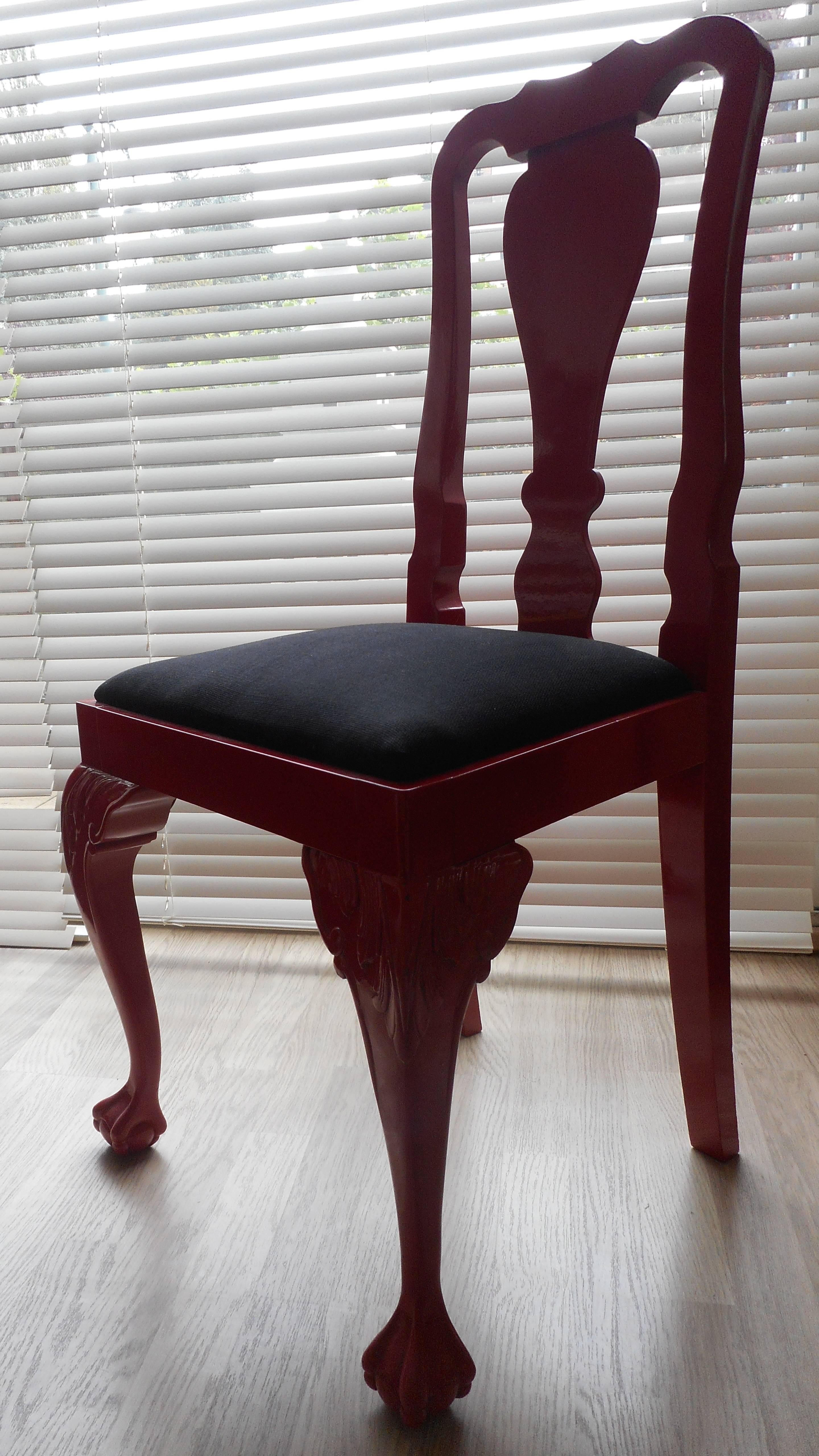 Chippendale Six Red Lacquer Chairs