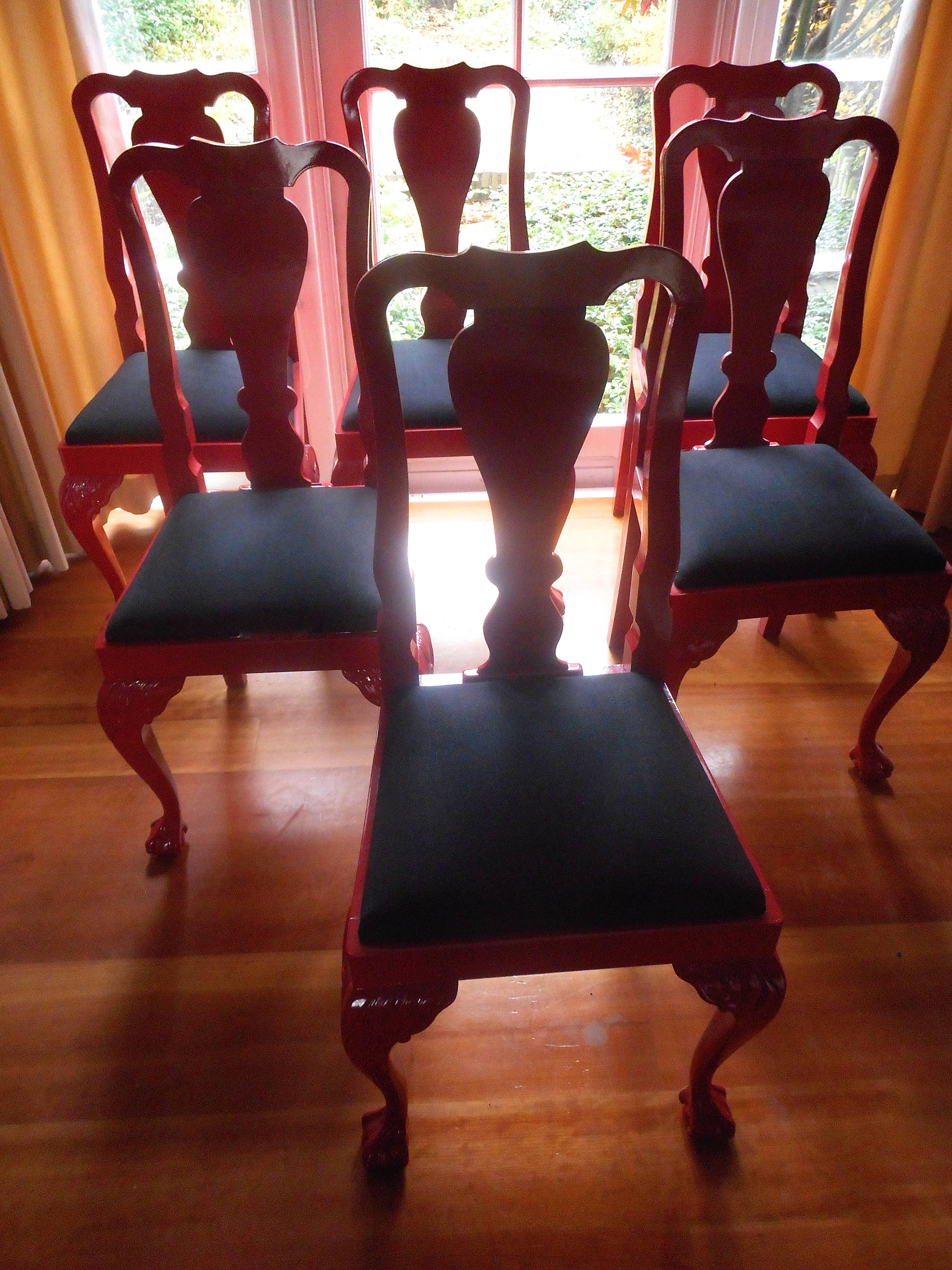 Six Red Lacquer Chairs 1
