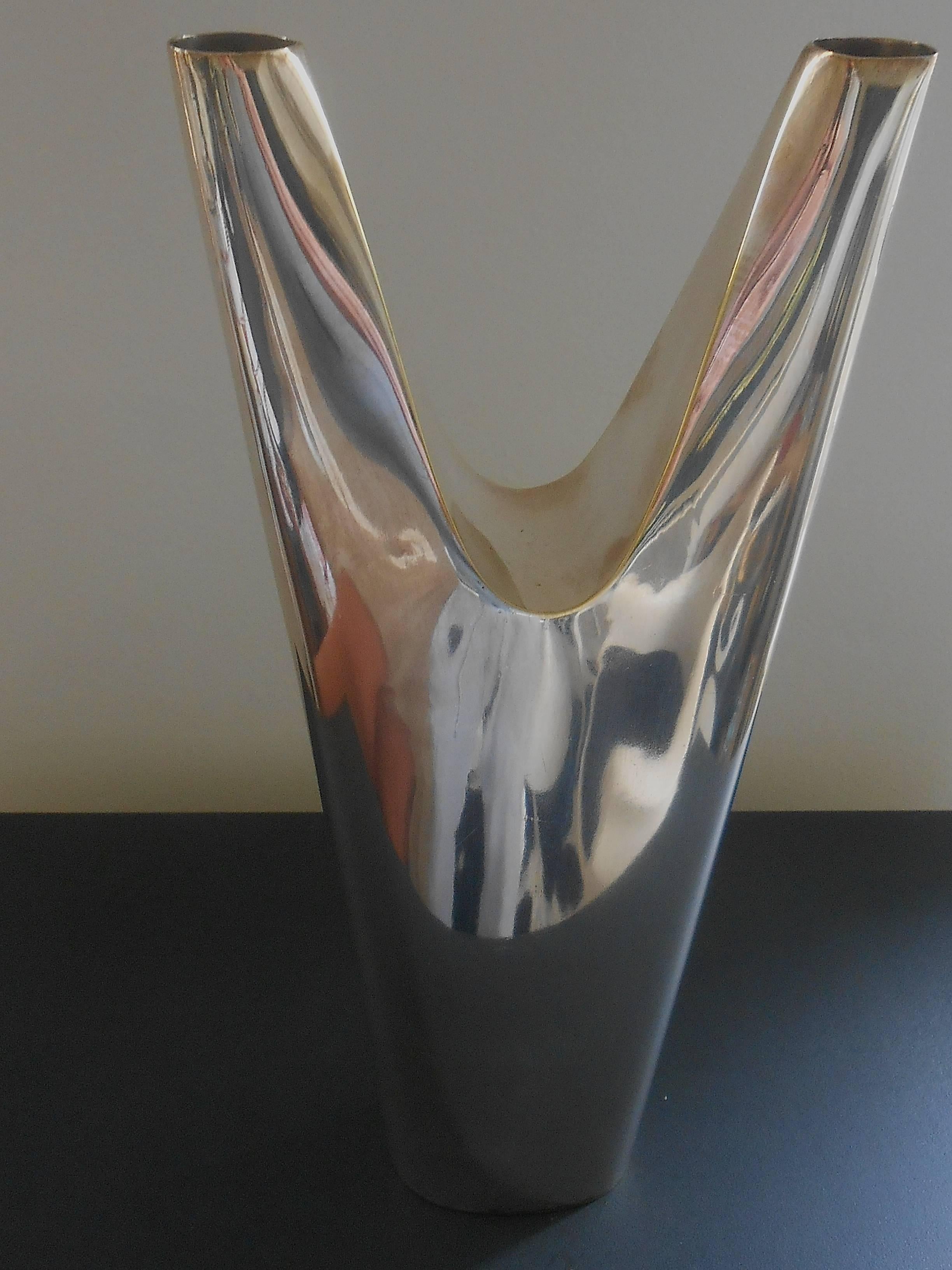 Silver Plated Vase by Gio Ponti for Gallia In Good Condition For Sale In Brussels, BE