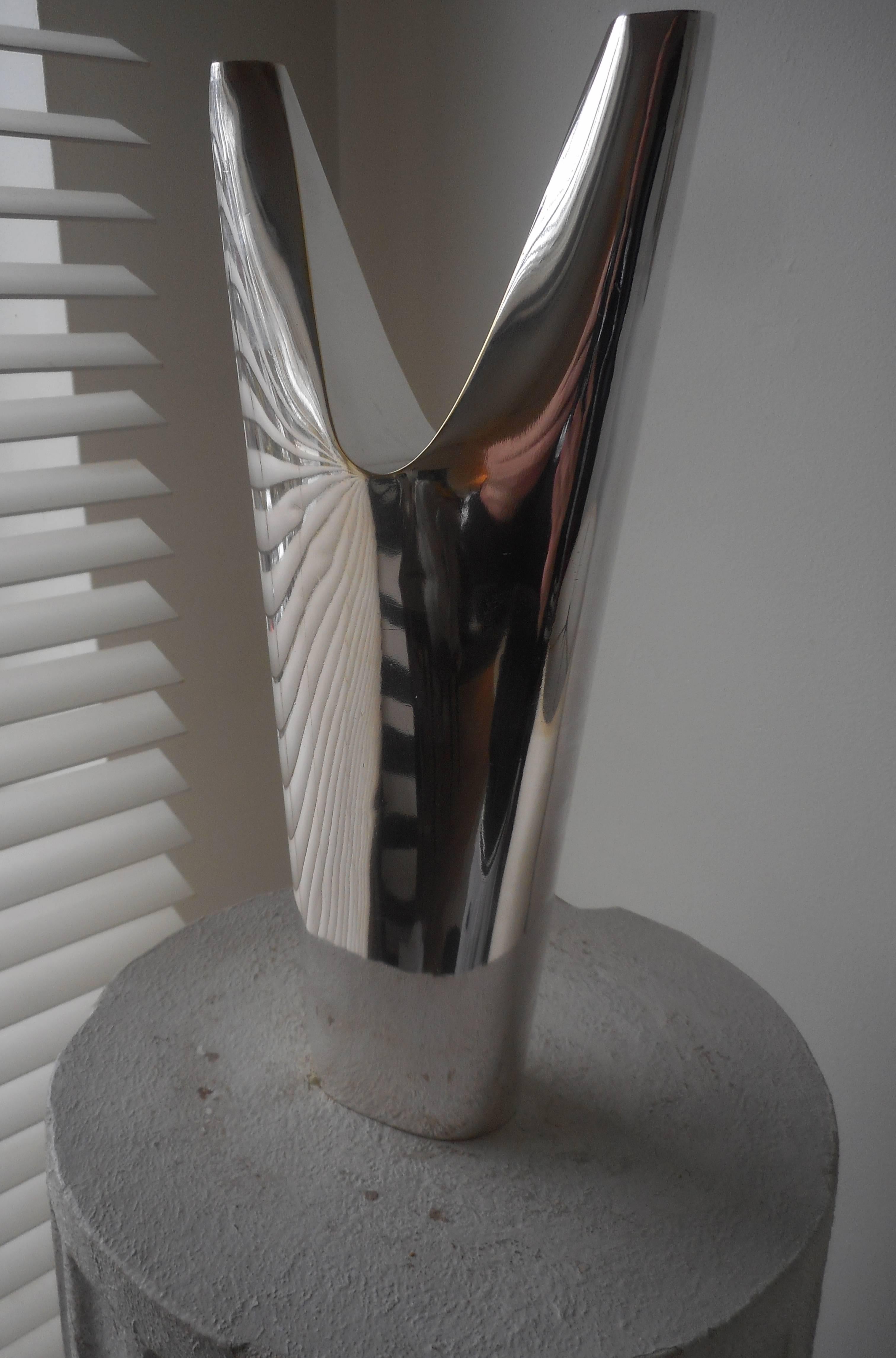 Late 20th Century Silver Plated Vase by Gio Ponti for Gallia For Sale