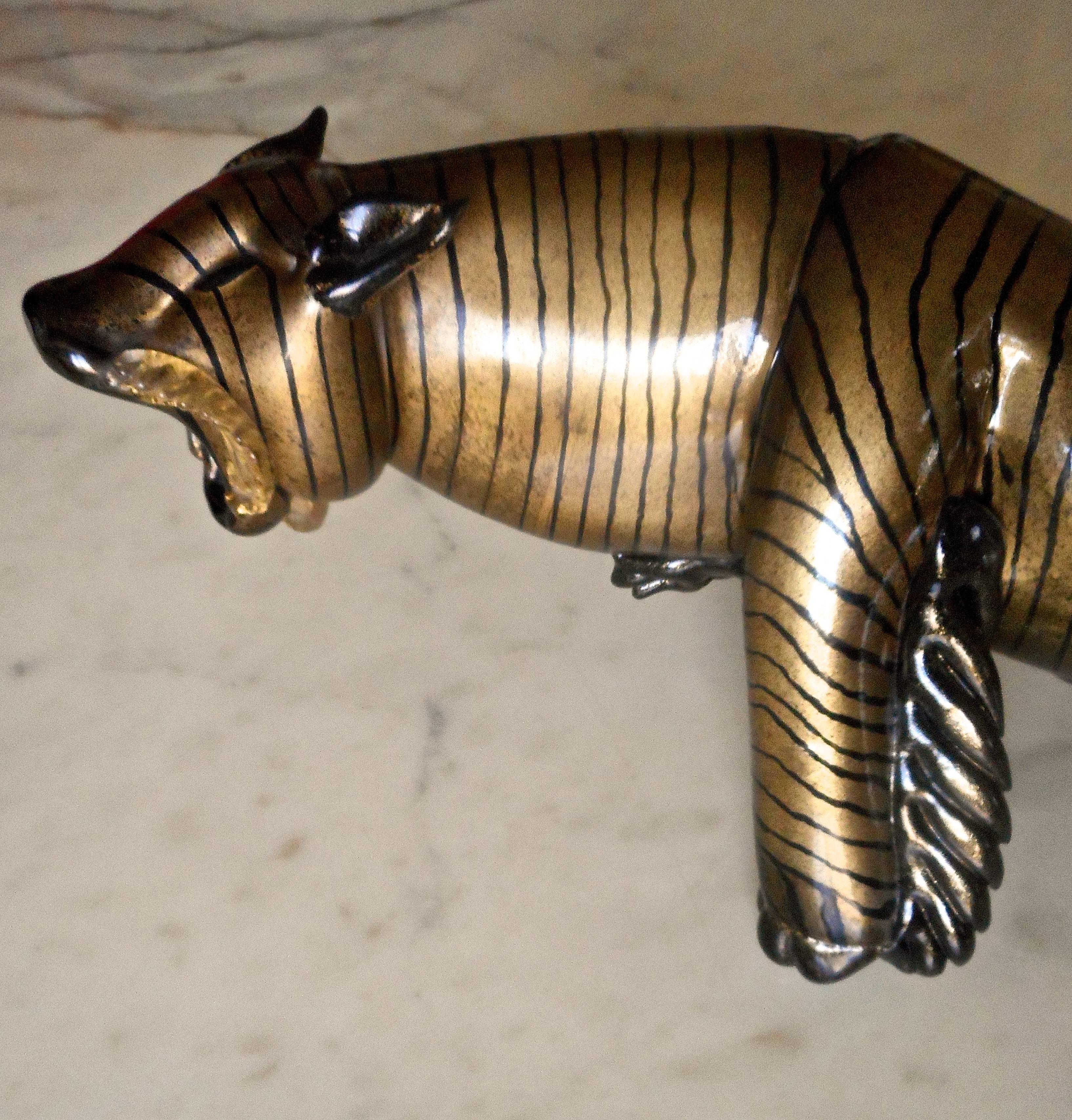 24k Gold Impressive Murano Tiger Sculpture by Alfredo Barbini