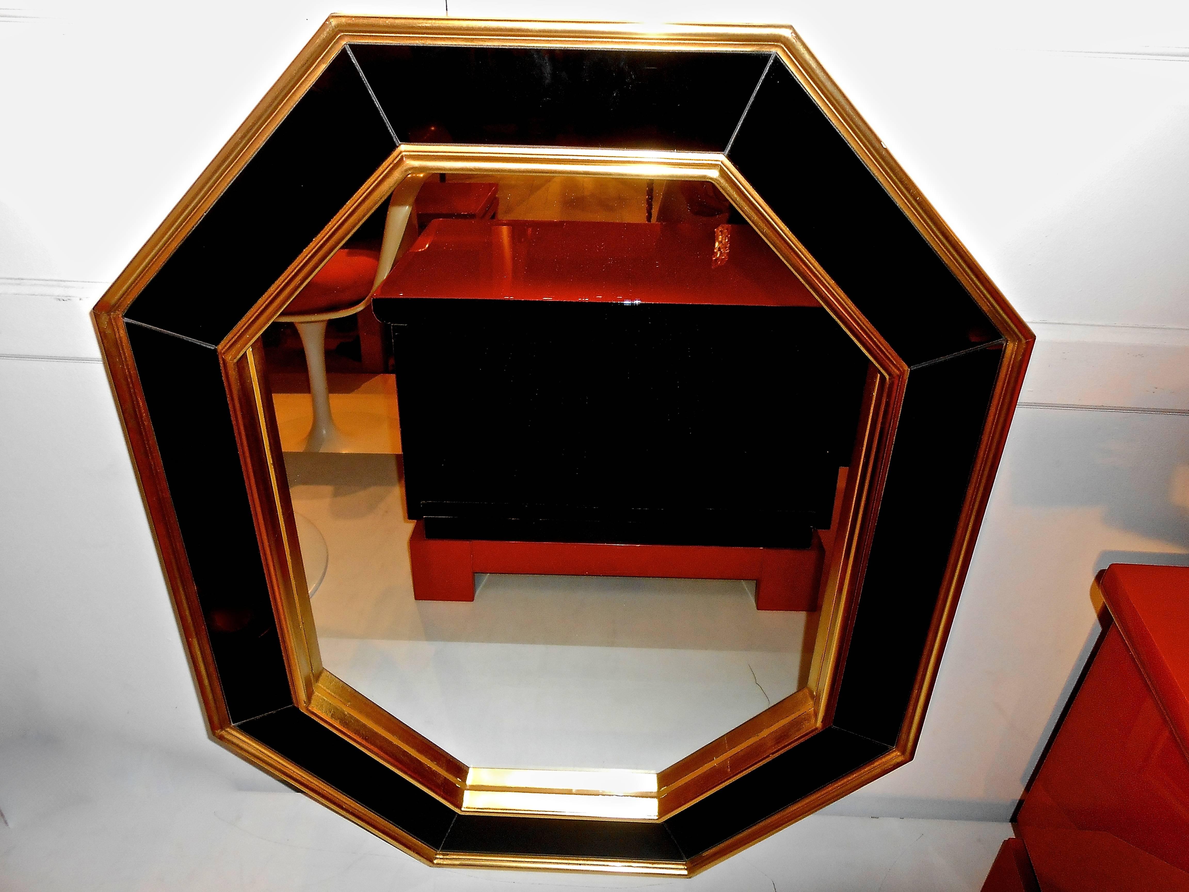 French Octagonal 1970s Neoclassical Mirror