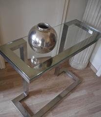 Geometric Silvered Metal Console Table by Nucci Valsecchi