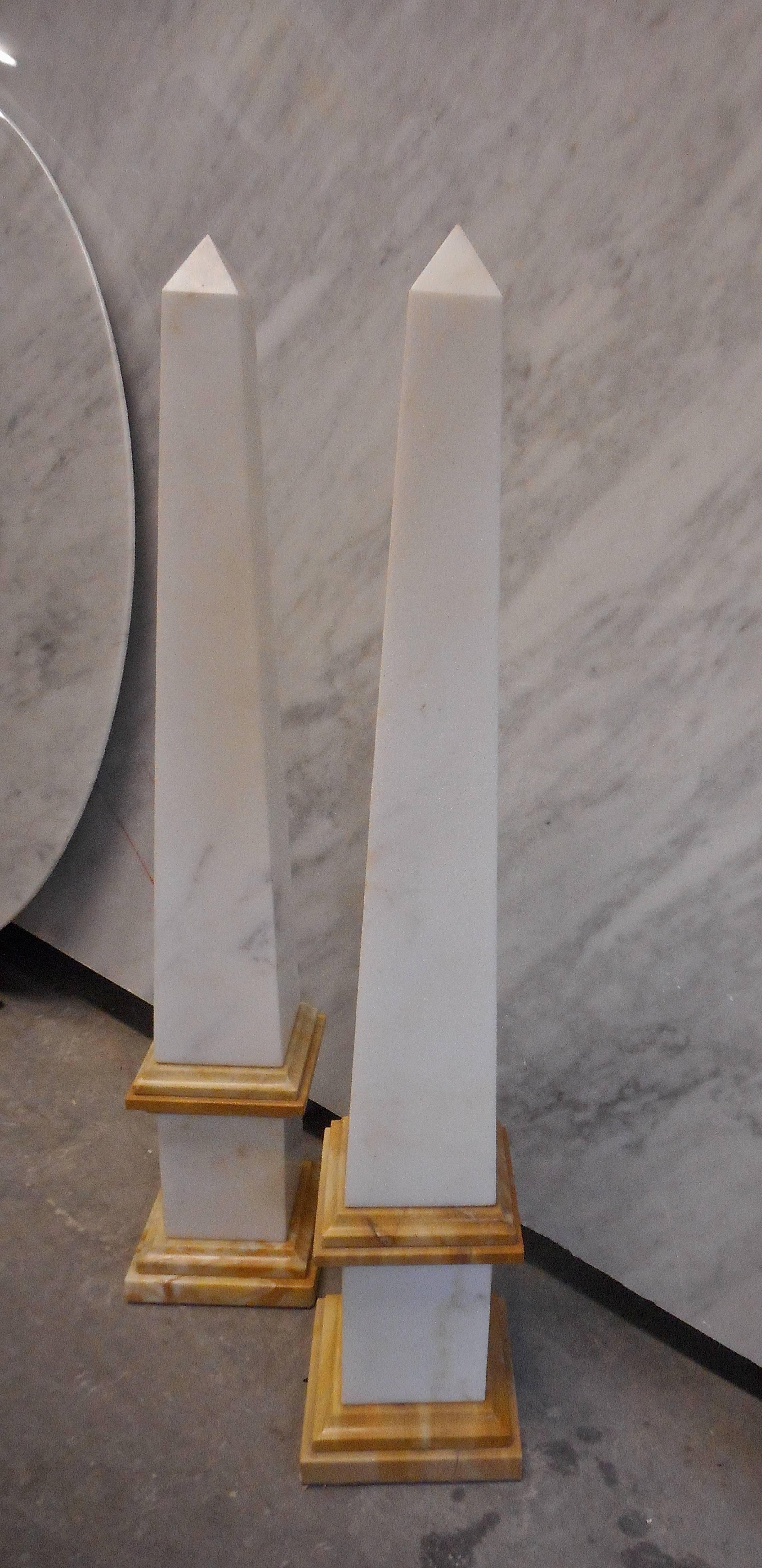 Neoclassical marble obelisks from the 70's.
Siena and Carrara marble.
Large scale.