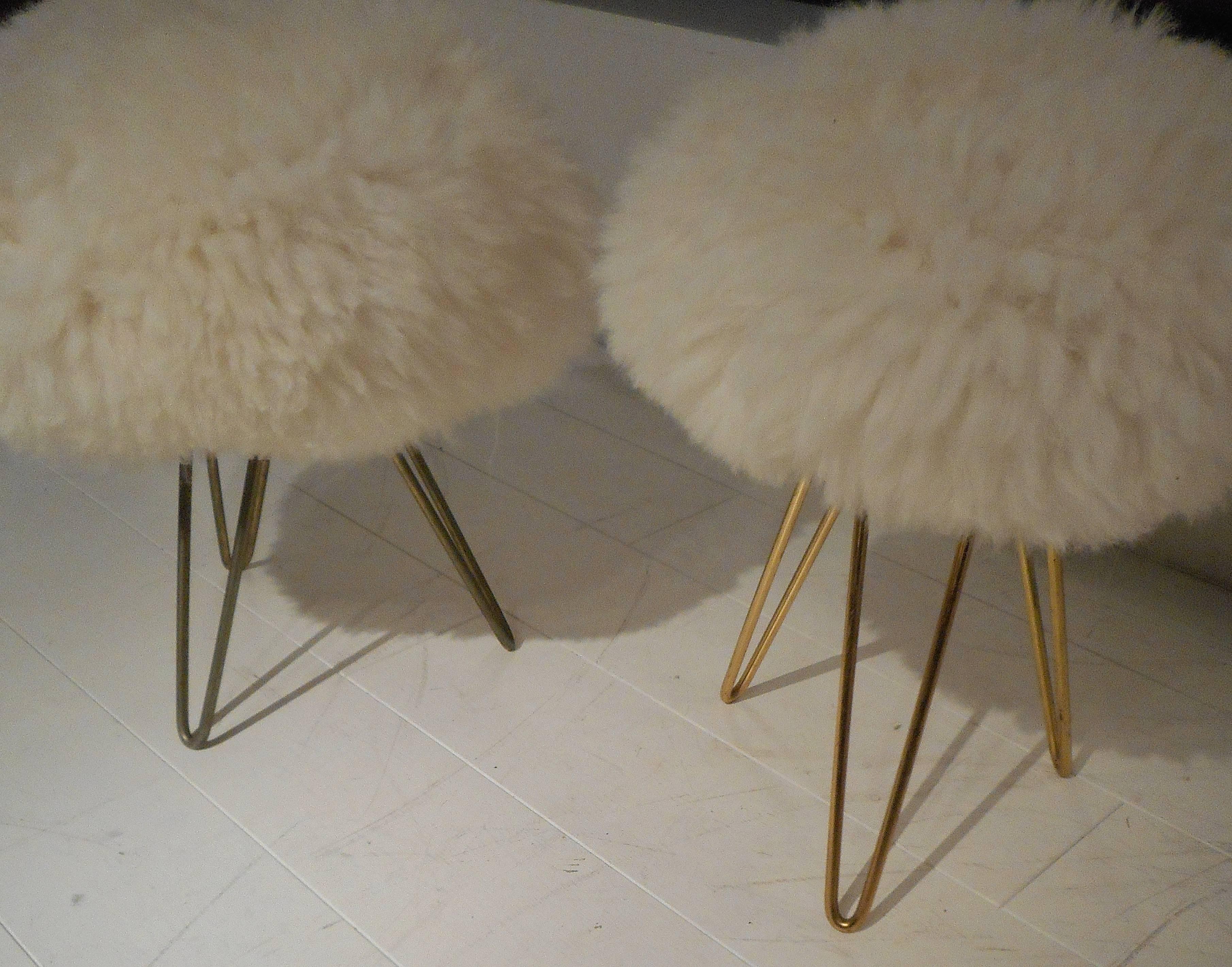 Pair of 1950s Ottomans in the Style of Jean Royère In Good Condition In Brussels, BE