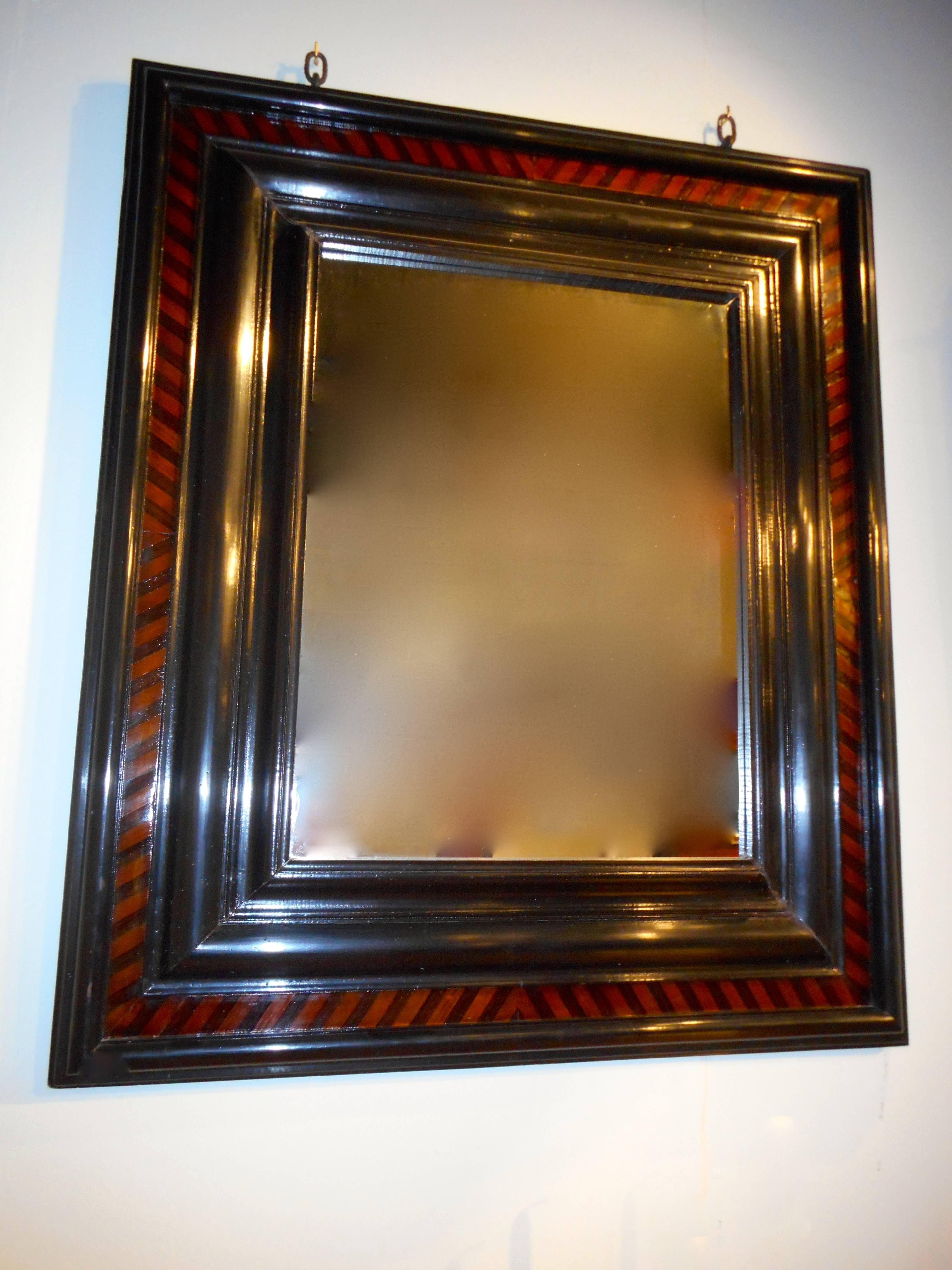 German Spectacular 19th Century Parqueted Wood Mirror