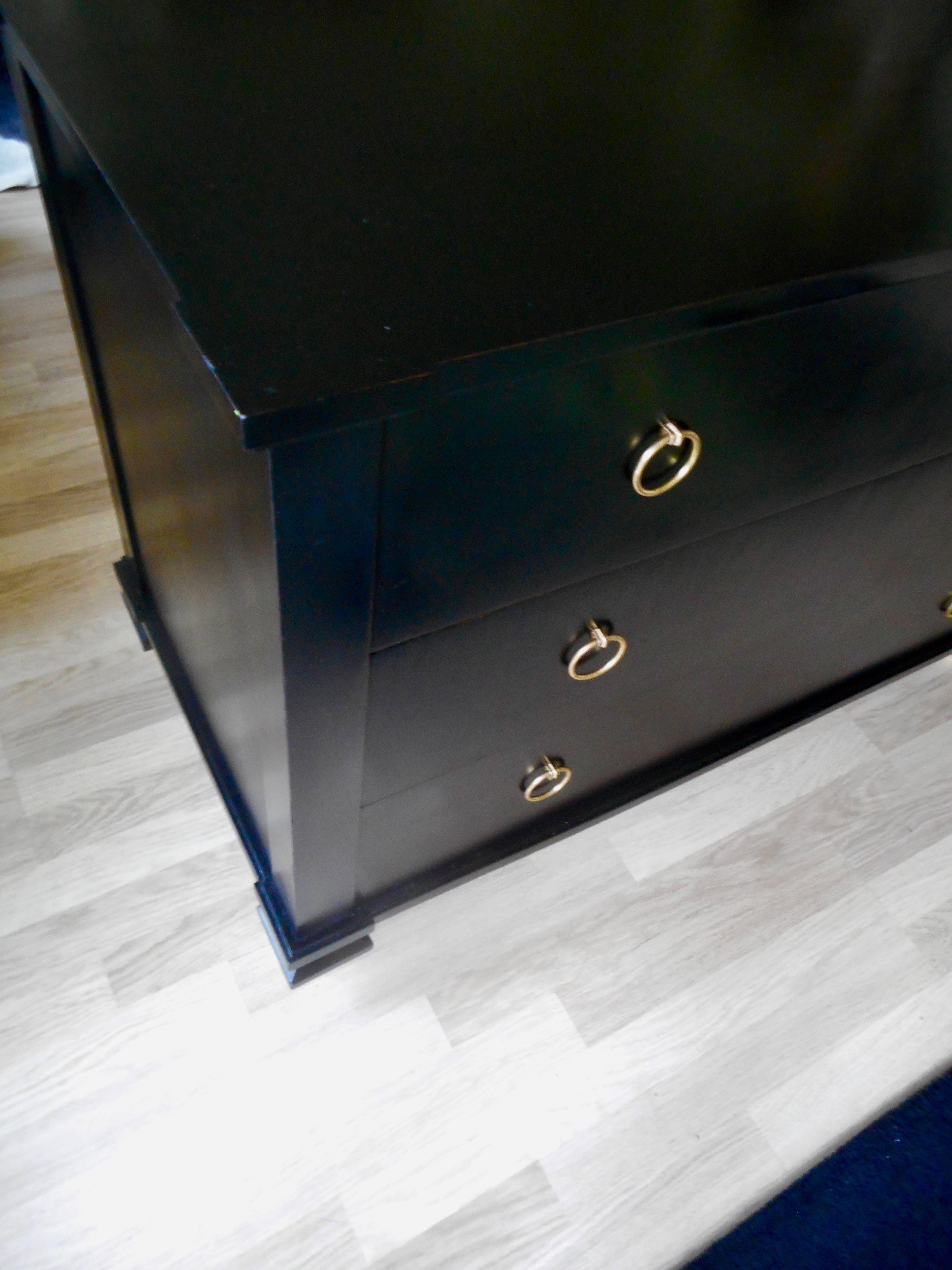 Elegant 1940s Ebonized Chest of Drawers by Jean Pascaud In Excellent Condition In Brussels, BE