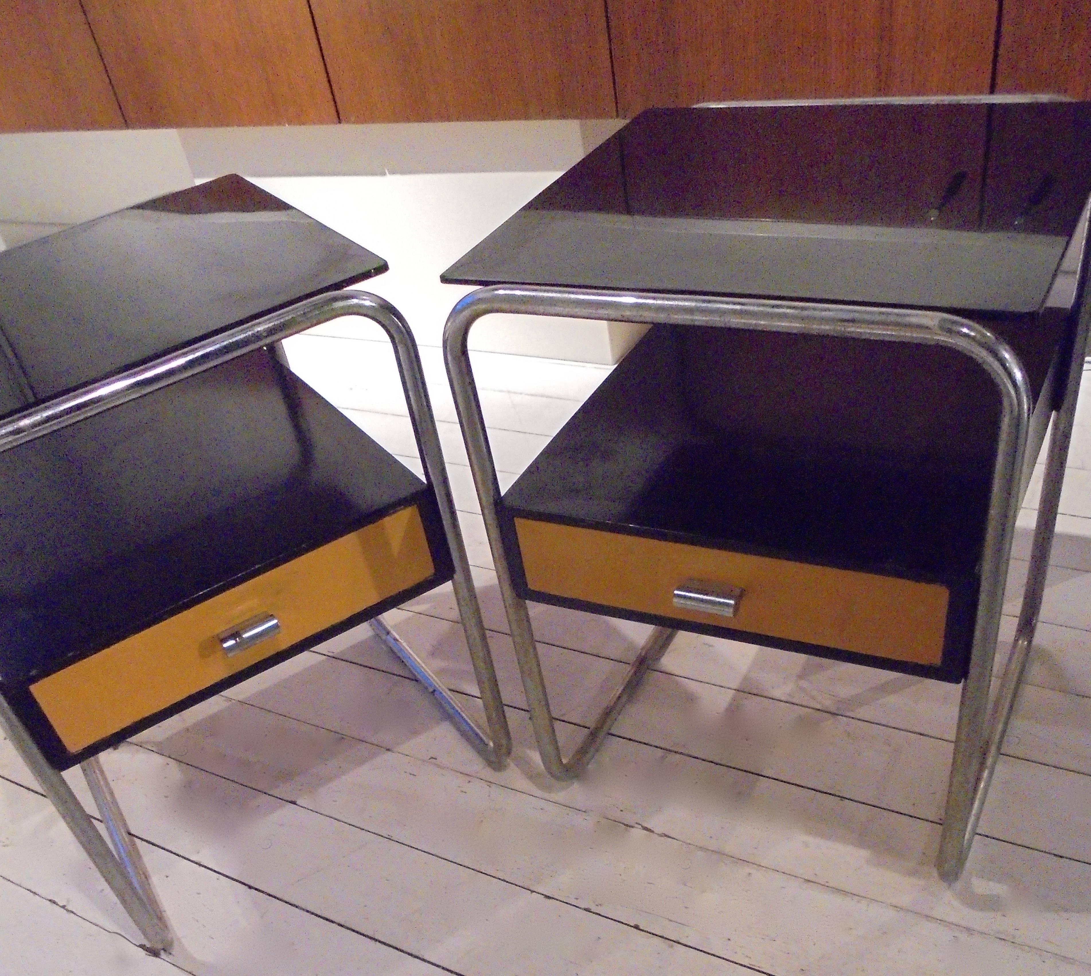 German Pair of Modernist Bauhaus Side Tables