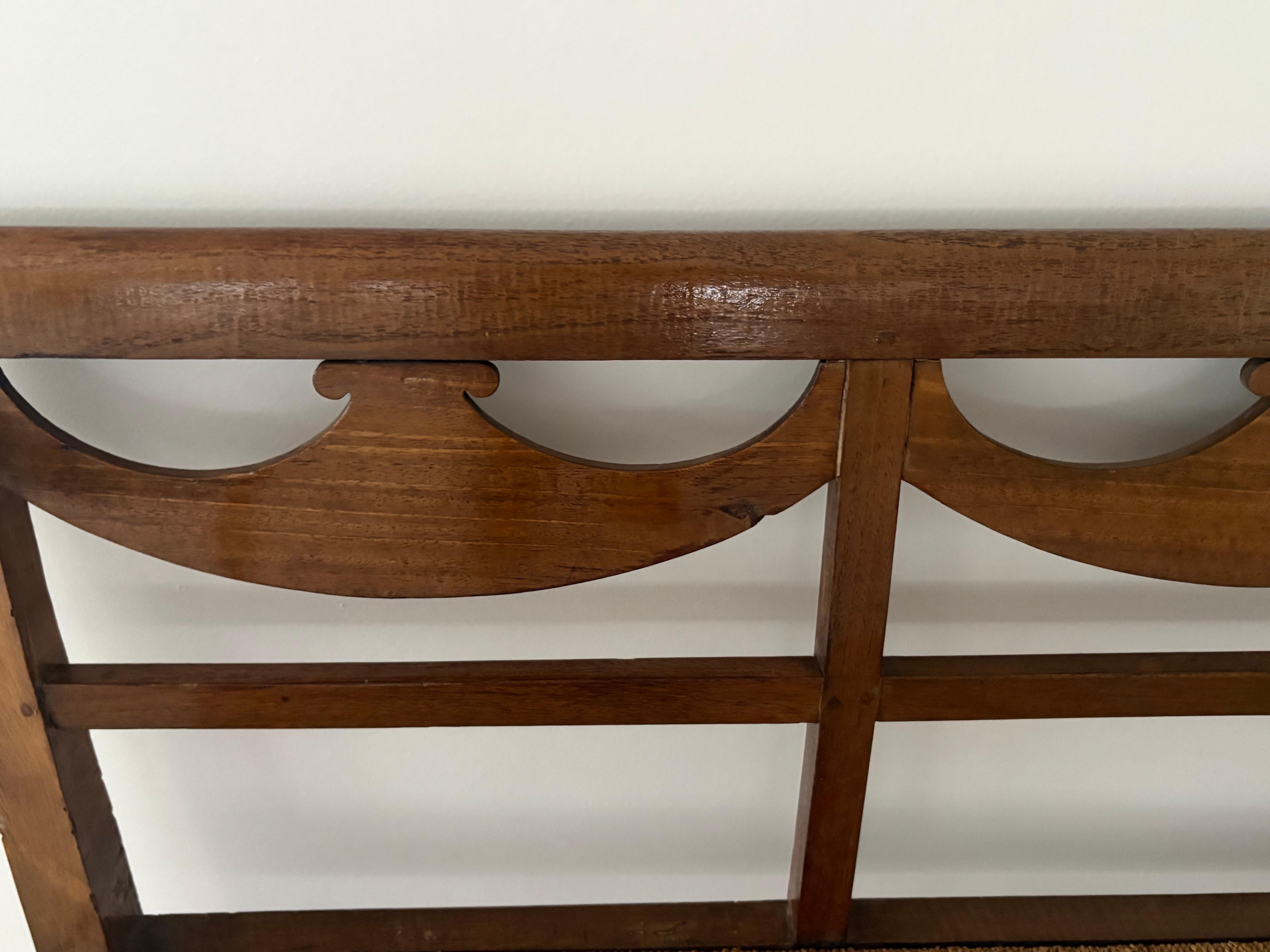 18th Century Italian Walnut Directoire Bench Having a Cord Seat and Open Arms For Sale 1