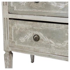 Swedish Gustavian Painted Two-Drawer Chest With Carved Laurel Swags, Late 18th C