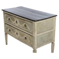 Swedish Gustavian Painted Two-Drawer Chest With Carved Laurel Swags, Late 18th C