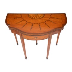 English Fold Over Console/Games Table With Inlay, Attributed to Edwards & Robert