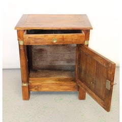 French Empire Nightstand / Side Table Cabinet With Columns, 19th Century