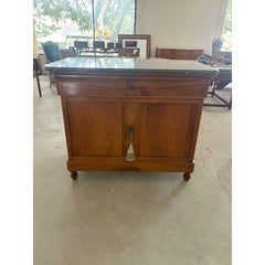 Mid 19th Century French Louis Philippe Marble Top Walnut Sideboard