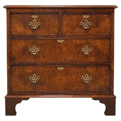 English Burr Walnut and Mahogany Chest of Drawers, 19th Century