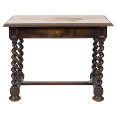 19th Century Italian Walnut Barley Twist Library / Writing Table