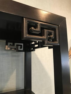 James Mont Style Asian Inspired Ebonized Wood Étagère with Brass Hardware
