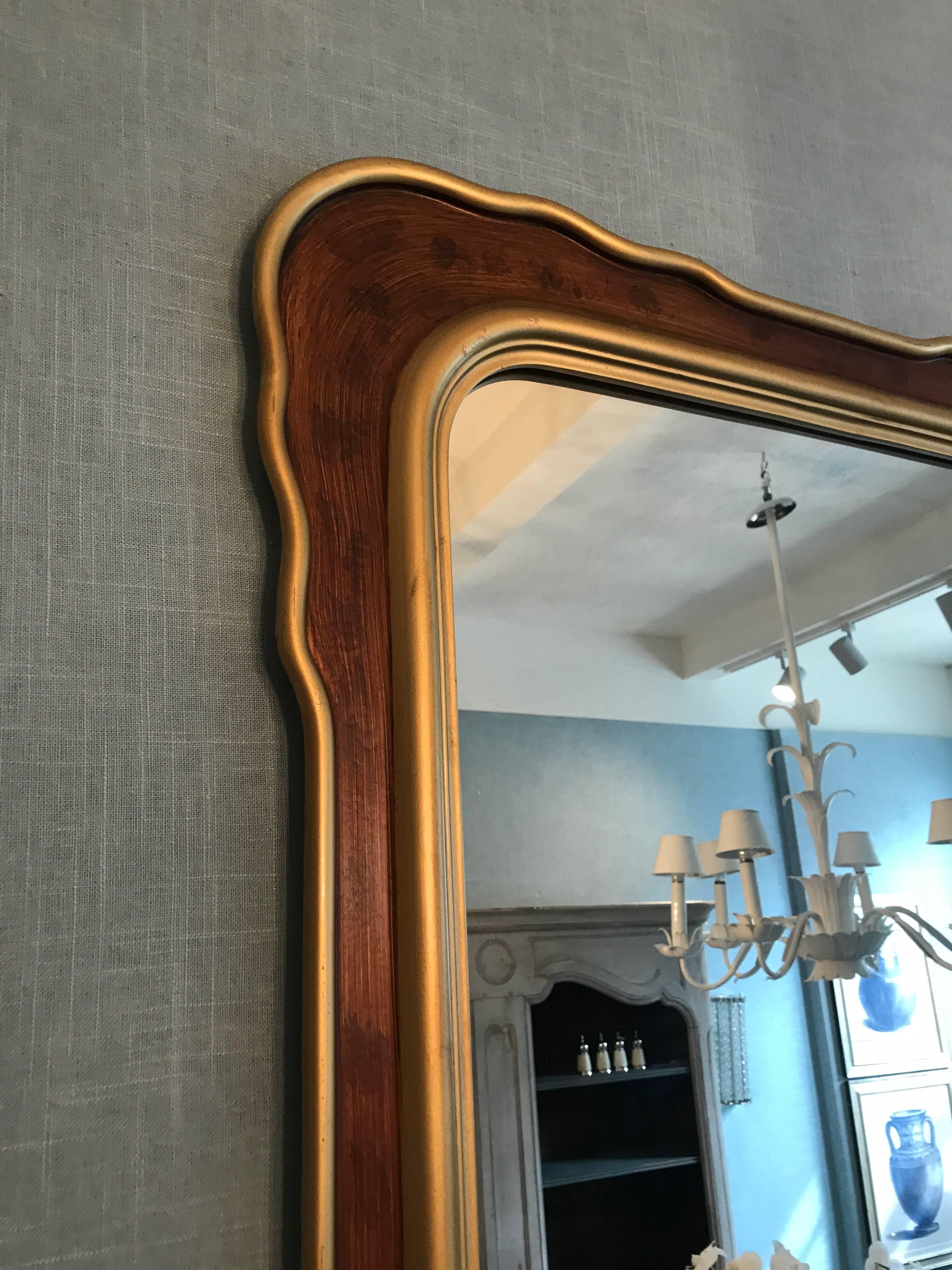 Mid-Century Modern Pair of Mahogany Mirrors with Gilt Details