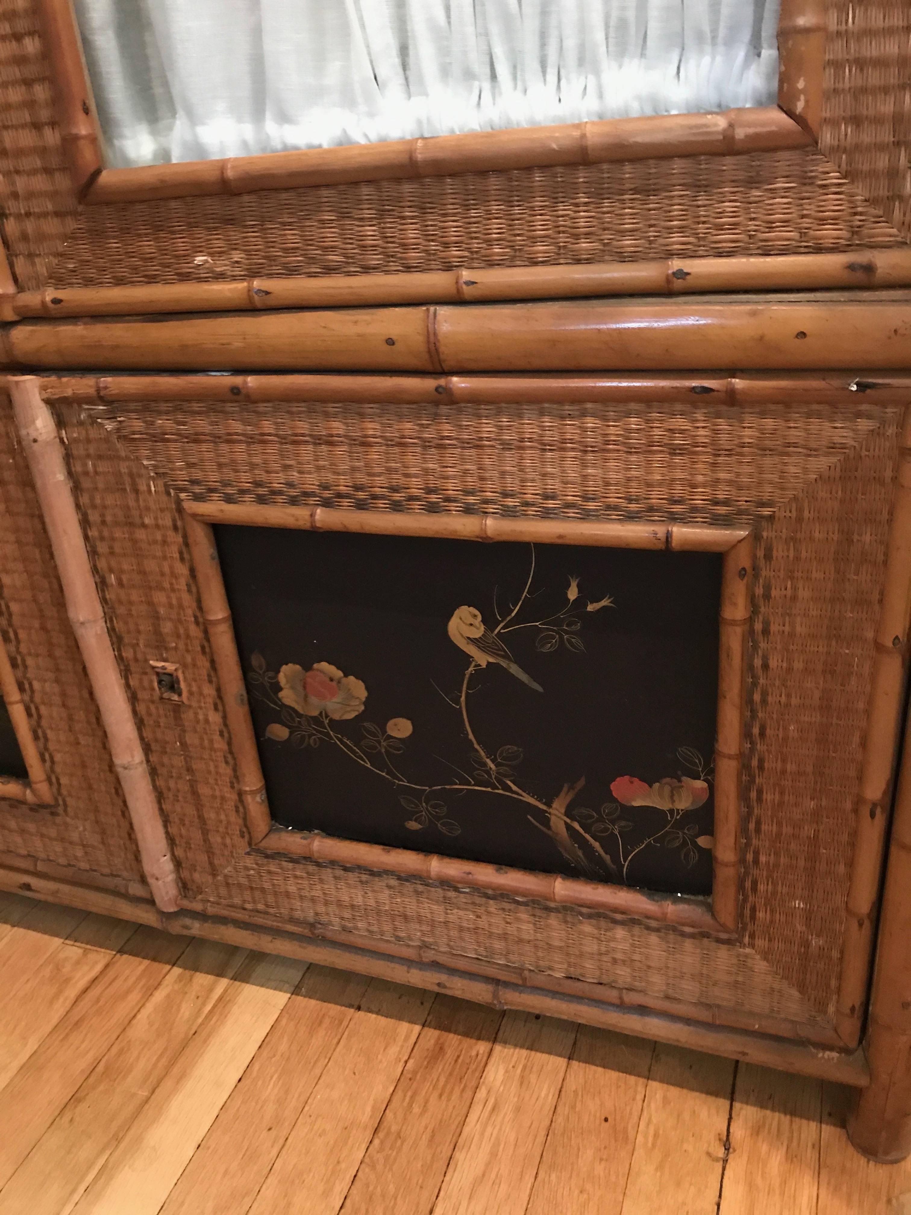 20th Century Chinoiserie Bamboo Cabinet