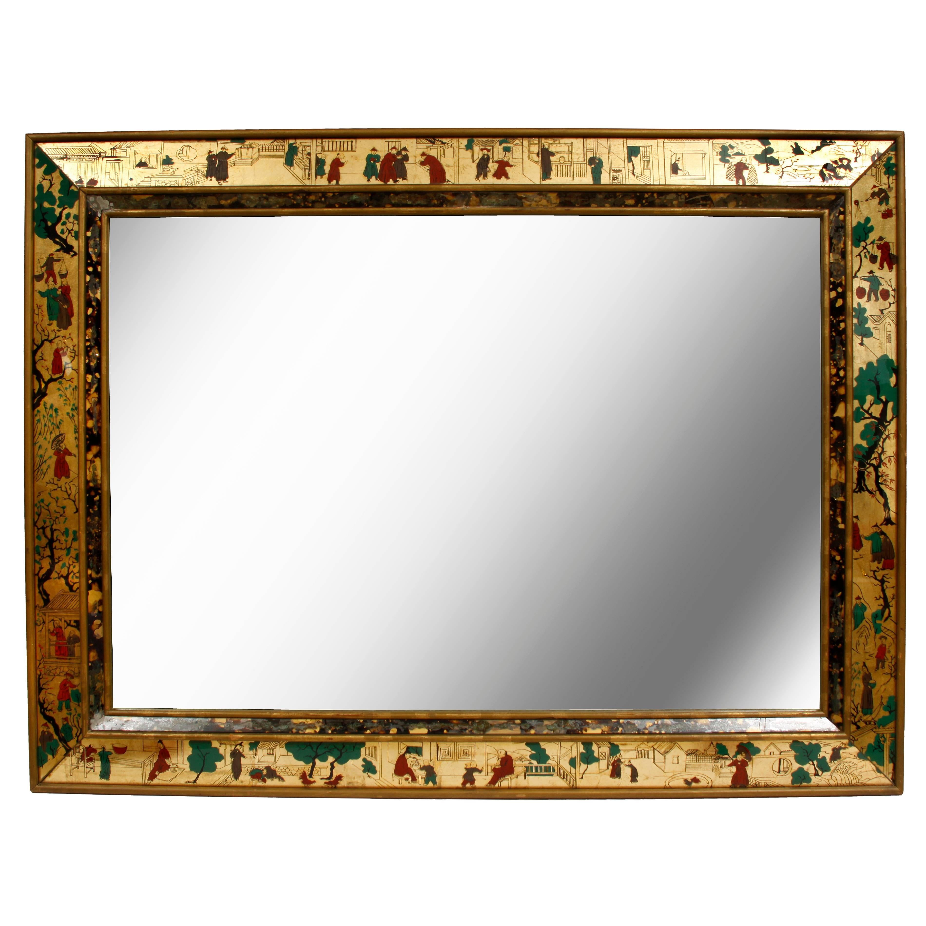 Reverse Glass Asian Englomise Mirror