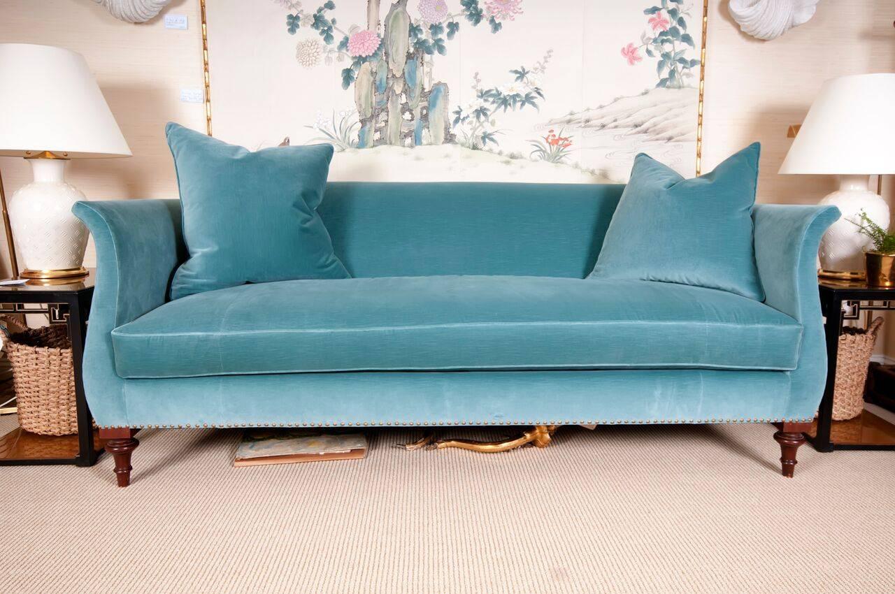 blue velvet couch
