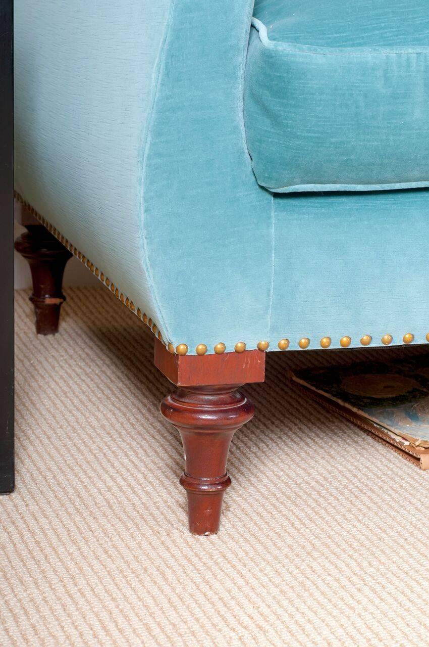 light blue velvet sofa