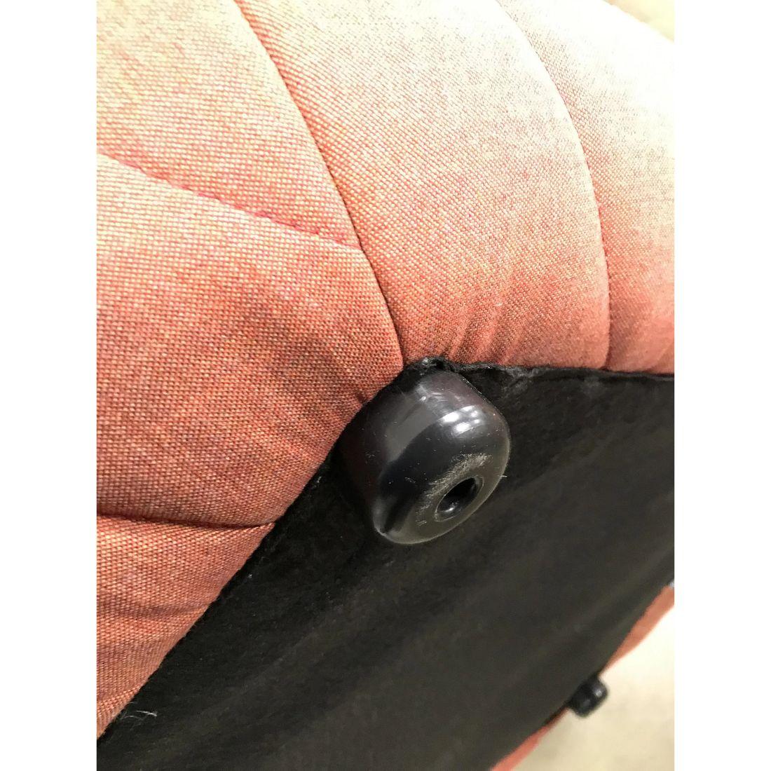 20th Century Karl Springer Style Souffle Pouf Ottoman in Original Coral Fabric For Sale
