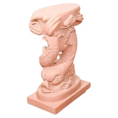 Double Dolphin Hand Painted Cast Stone Table Base