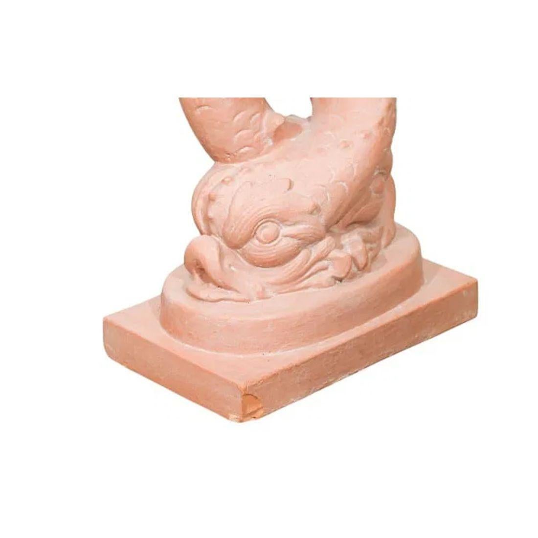 Hand-Painted Double Dolphin Hand Painted Cast Stone Table Base For Sale