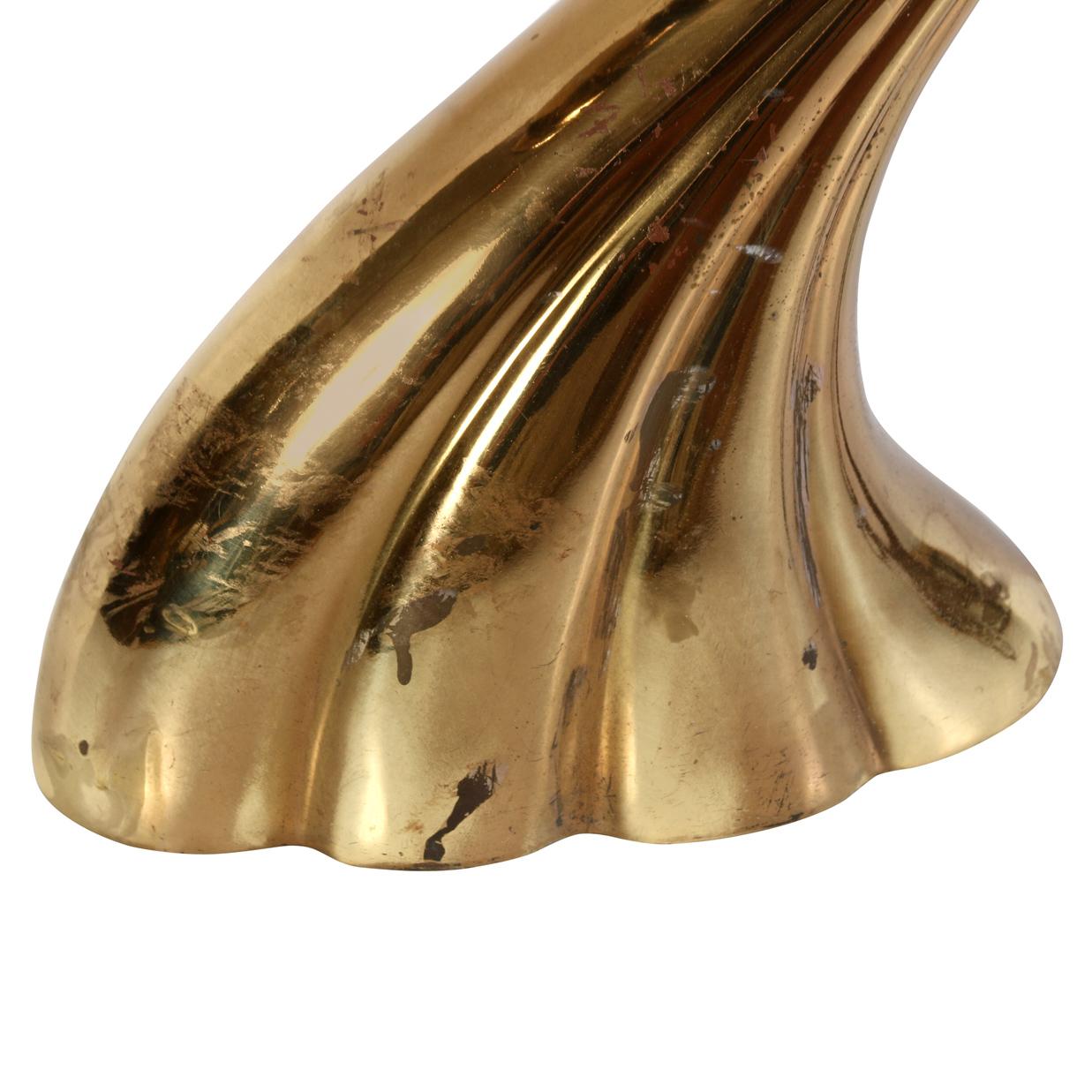 Paire de lampes vintage en laiton en forme de tourbillon du milieu du siècle dernier Bon état - En vente à Locust Valley, NY