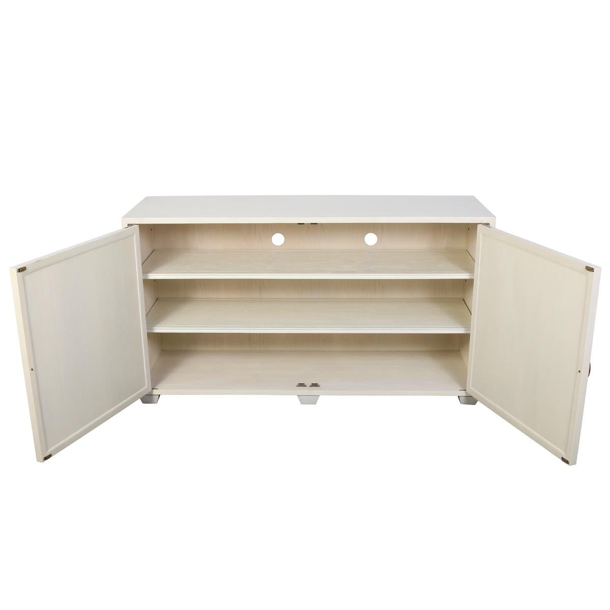Mirror White Painted Two Door Julian Chichester Cabinet For Sale