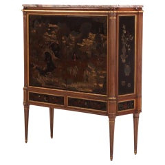 Marble Top Bar With Coromandel Chinoiserie Decoration