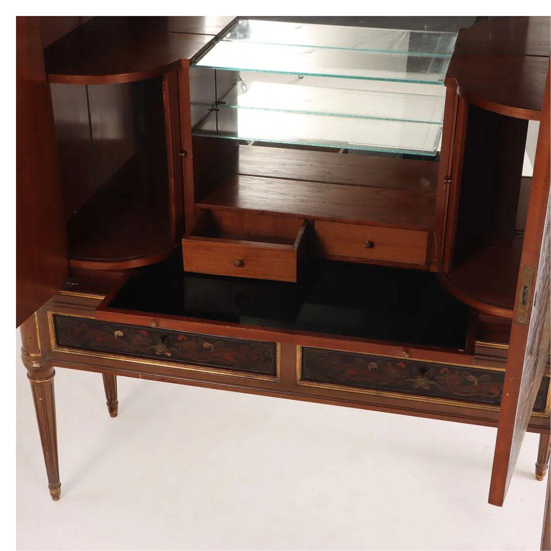 20th Century Marble Top Bar With Coromandel Chinoiserie Decoration For Sale