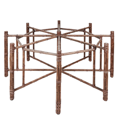 Vintage McGuire Octagonal Bamboo Dining Table With Frosted Glass Top