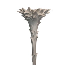 Serge Roche Style White Faux Bois Sculptural Standing Lamp