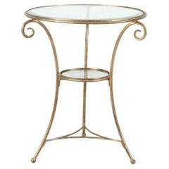 Hollywood Regency Gilt Iron and Glass Gueridon Side Table