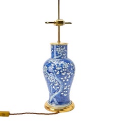Blue and White Chinese Export Style Lamps With Custom Gilt Bases