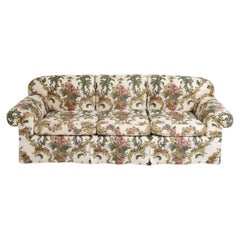Jean Monro Chinoiserie-Stoff-Dreisitzer-Sofa mit gerollten Armlehnen