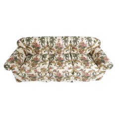 Jean Monro Chinoiserie-Stoff-Dreisitzer-Sofa mit gerollten Armlehnen