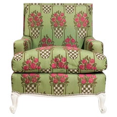 Custom Upholstered Silk Taffeta Club Chair, Billy Haines Style