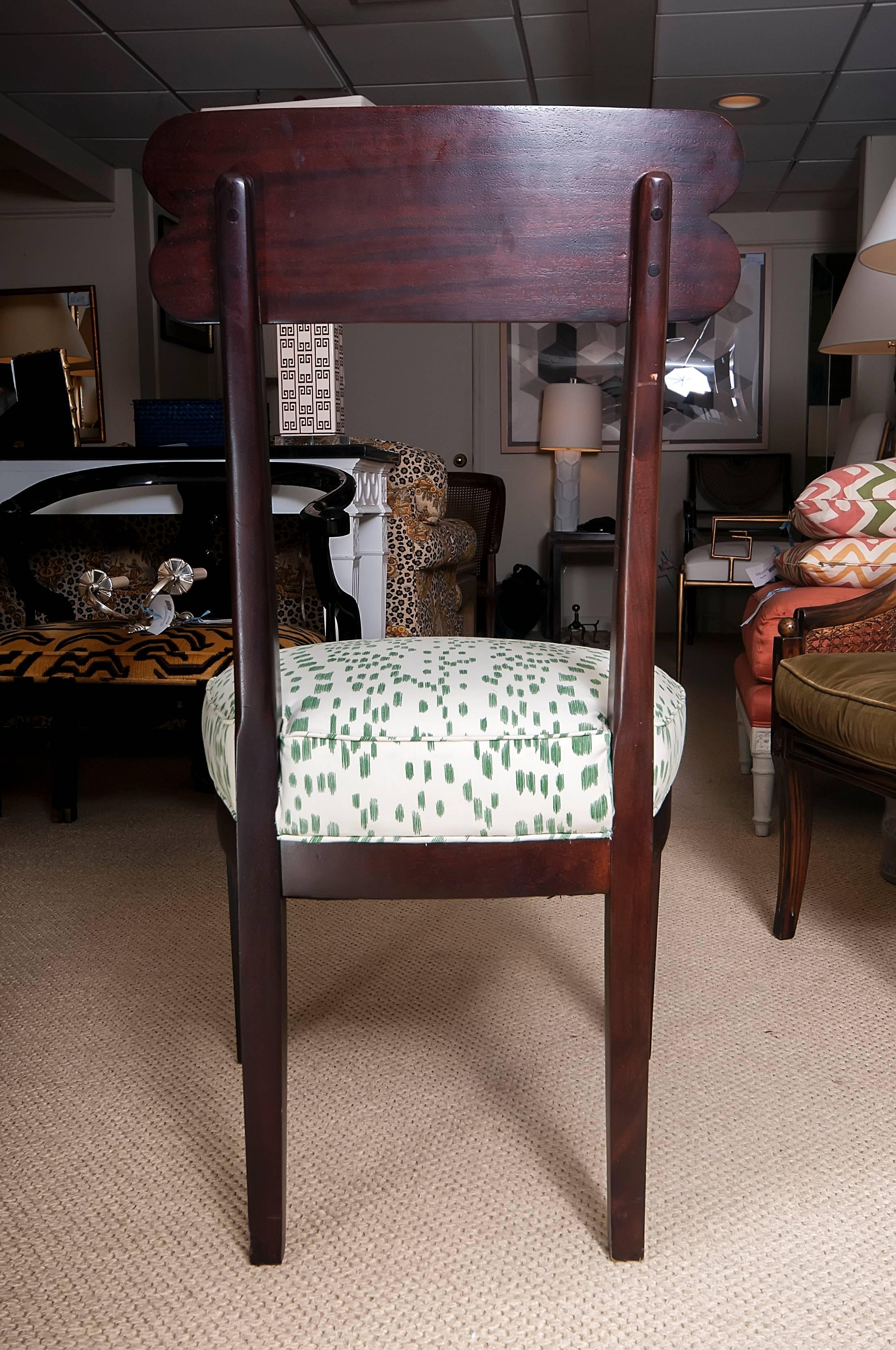 Contemporary Set of Four Mahogany Side Chairs Reupholstered in Brunschwig & Fils