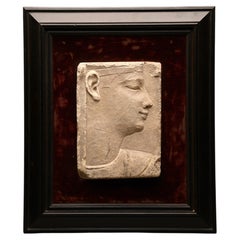 Ancient Egyptian Limestone Sculptor's Model, Framed, Early Ptolemaic Period