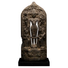 Ancient Indian Pala Schist Relief of Vishnu, 12th Century AD