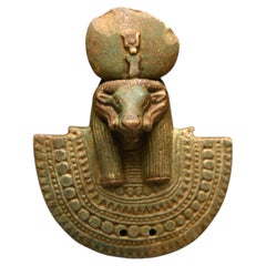 Ancient Egyptian Green Faience Aegis of Amun-Re, Late Period