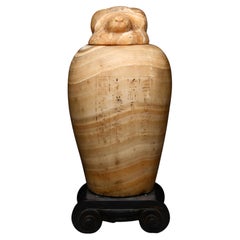 Egyptian Alabaster Canopic Jar of Pedihormednu, Late Period 664 BC to 525 BC