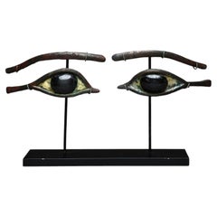 A Pair of Egyptian Bronze Eye Inlays, Late Period, 664 BC to 332 BC