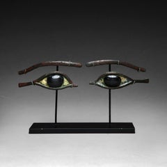 A Pair of Egyptian Bronze Eye Inlays, Late Period, 664 BC to 332 BC