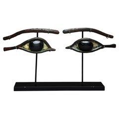 A Pair of Egyptian Bronze Eye Inlays, Late Period, 664 BC to 332 BC
