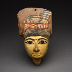 Ancient Egyptian Painted Wood Mummy Mask, 945 BC to 712 BC