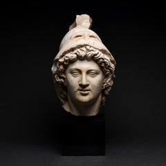 Life Size Imperial Roman Marble Head of Ares, 2nd Century AD